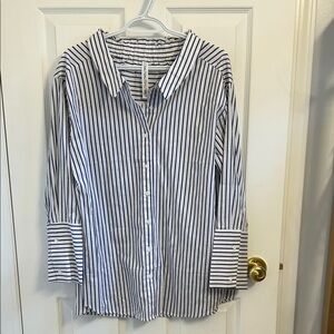 Black and White Striped Button-Up Shirt